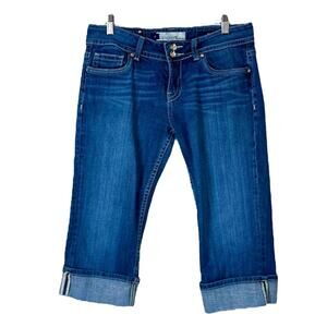Vigoss Jeans Capri Cuffed 8” Mid Rise Flap Pockets Medium Blue Juniors Size 9